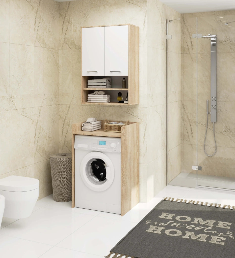 Mobile bagno sospeso AKORD FIN H934 W64 Quercia Sonoma, Bianco 2 ante 64x94x30 cm