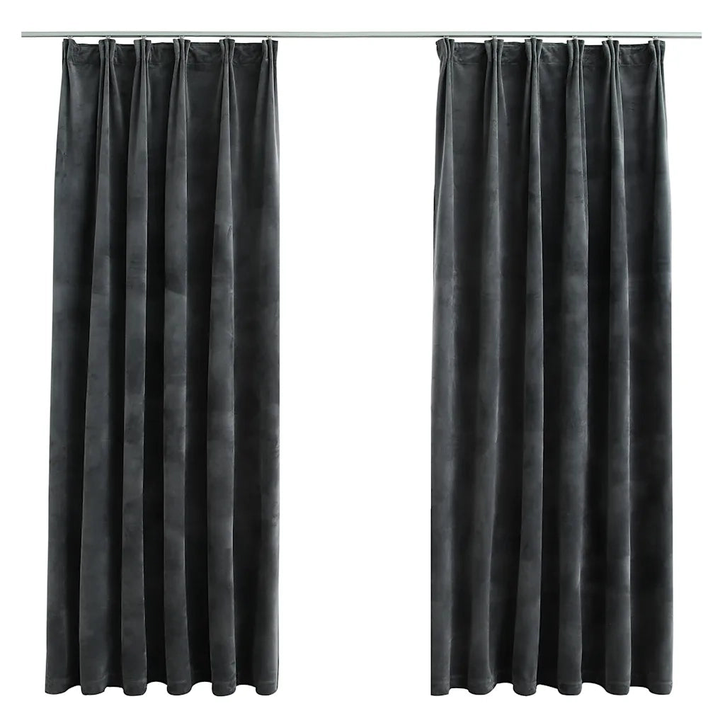 Tende Oscuranti con Ganci 2 pz Antracite in Velluto 140x175 cm 134500