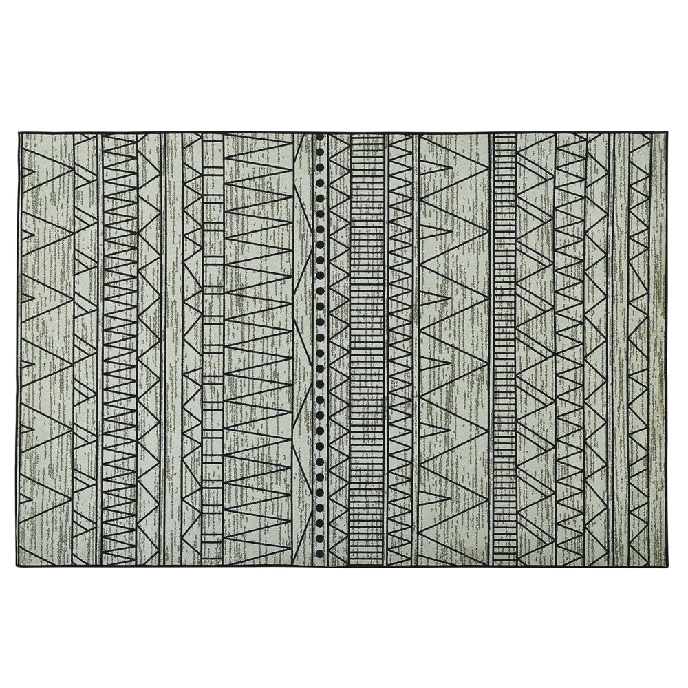 Tappeto Nero e grigio poliestere 160 x 230 cm a pelo corto motivo geometrico