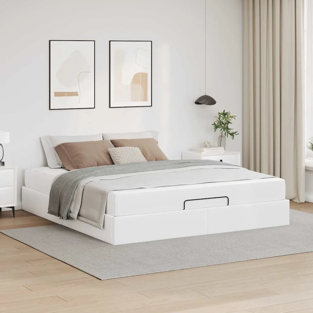 vidaXL Struttura letto con materasso Bianco Puro 160 x 200 cm