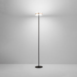 Piantana Contemporanea Aere Metallo Oro Rosa Vetro Nero Led 20W 3000K