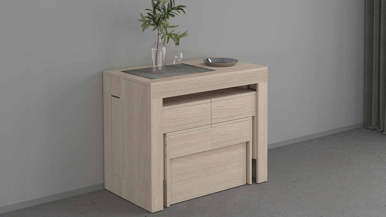 Panca Allungabile 66/290x25x45 cm Pratika Singola A Olmo Perlato