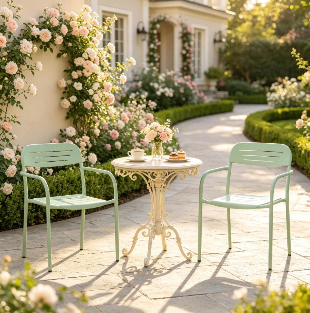 Set di 2 sedie da giardino impilabili in metallo verde 56 x 58 x 78 cm