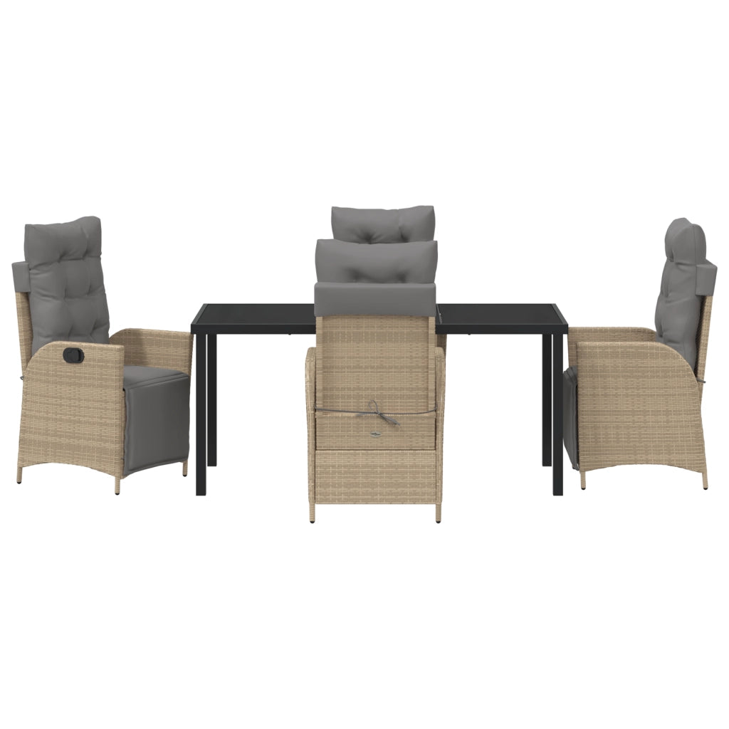 Set da pranzo da giardino 5 pezzi Beige Rattan Polimerico