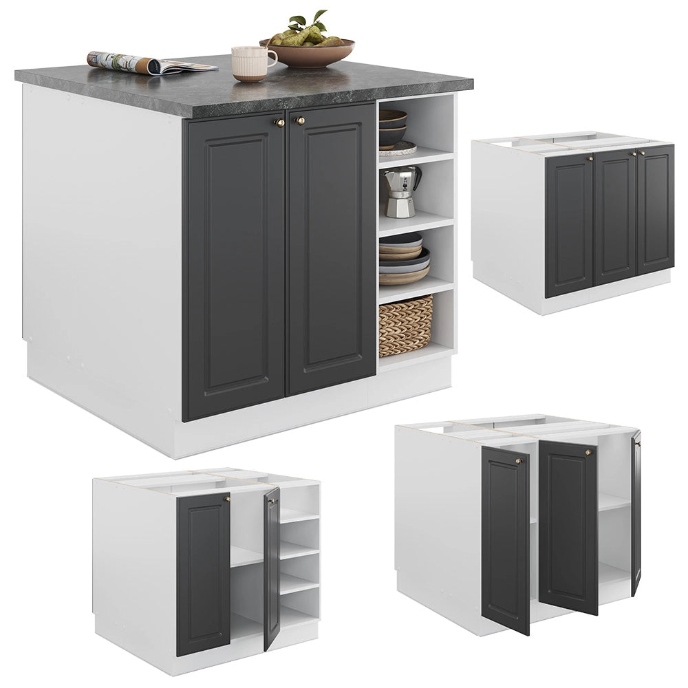 Isola cucina Fame-Line Antracite-oro/Bianco 90 cm senza piano di lavoro Vicco