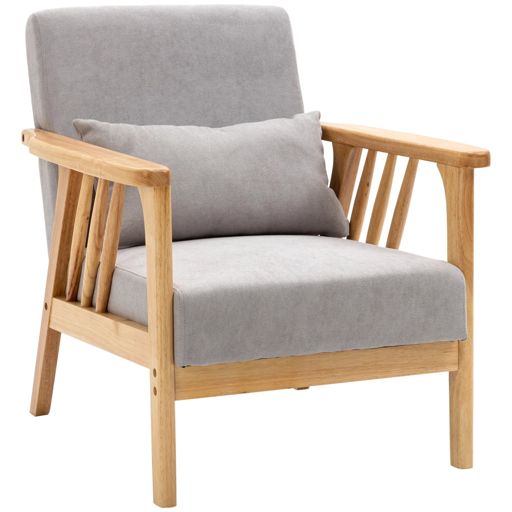 Accent Chair w/ Extra Pillow Upholstered Living Room Chair Grey