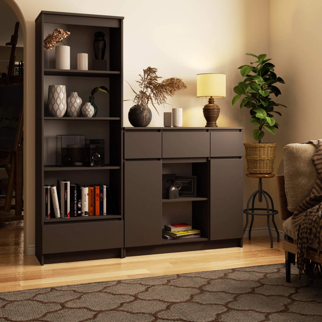 Cassettiera AKORD K100 Grigio Grafite 101 cm 2 ante 3 cassetti 101x35x98 cm