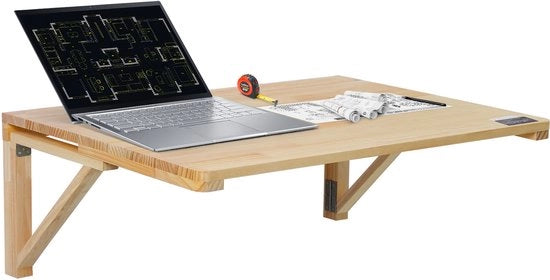Tavolo da appendere, 31,5“ x 23,62”, Tavolo in legno con appendiabiti in metallo, Scrivania oscillante con fissaggio in metallo, Raffreddabile per piccole stanze, Ufficio in casa, Cucina, Bagno, Sala da pranzo, Bar