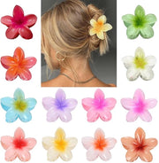 12 pezzi di spille per capelli a forma di fiori hawaiani grandi con grandi fiori colorati per capelli spessi