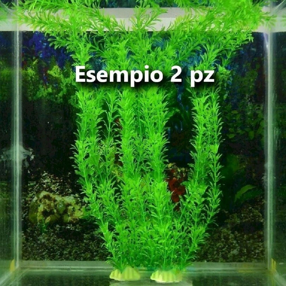 Trade Shop - Pianta 30 Cm Piantina Artificiale Per Acquario Piante Finte Plastica Color Verde -