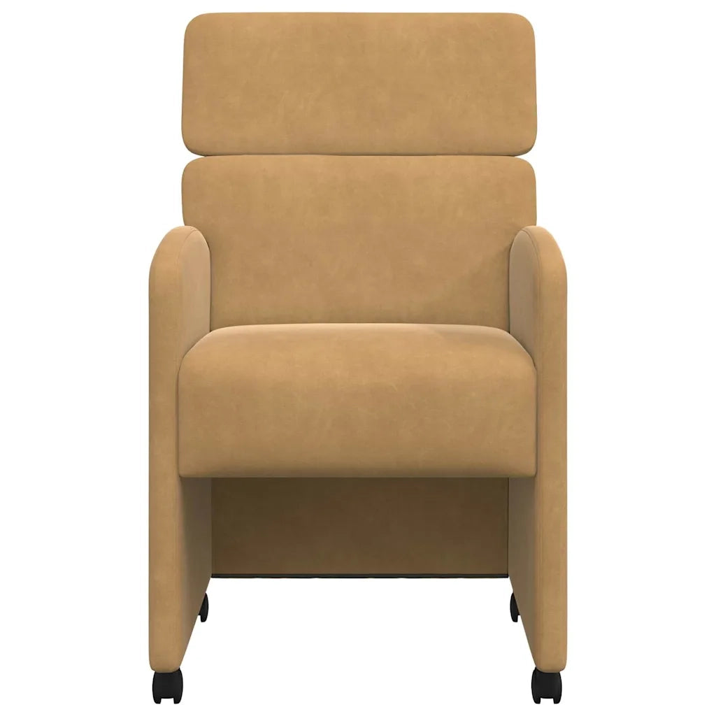 Sedie da Pranzo con Ruote 2 pcs Marrone 58 x 65 x 98 cm Velluto 42017882