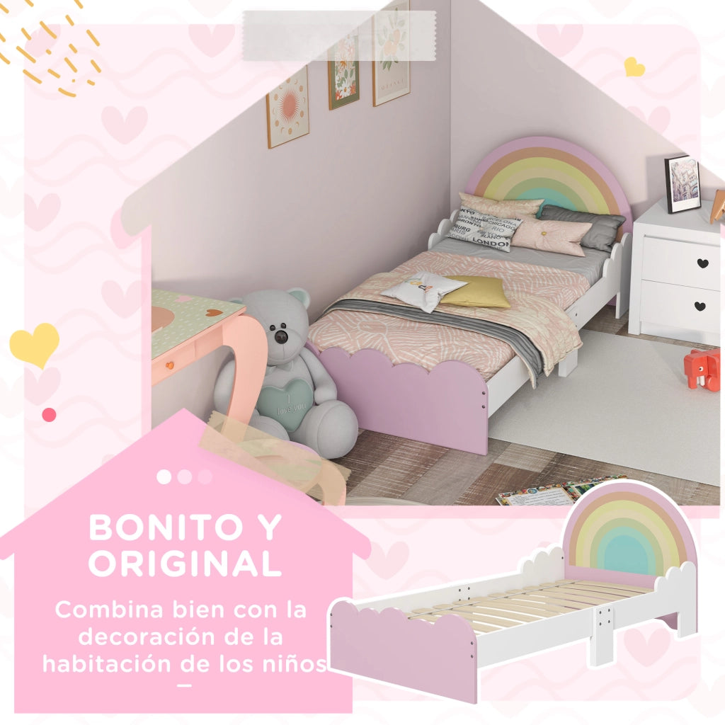 Letto infantile a forma di arcoiride ¨C Xylo ¨C legno rosa 143x74x66 cm