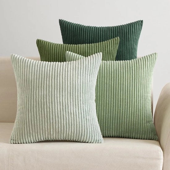 Set di cuscini angolari (4 pezzi) - 50x50 cm - Verde salice morbido - morbido e soffice, lavabile in macchina - Adatto per divani e camere da letto - Pronto all'uso, decorazione per la casa