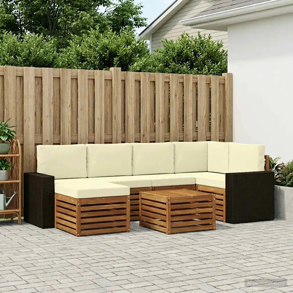 Set divano sezionale con cuscino 7 pcs Naturale e Crema