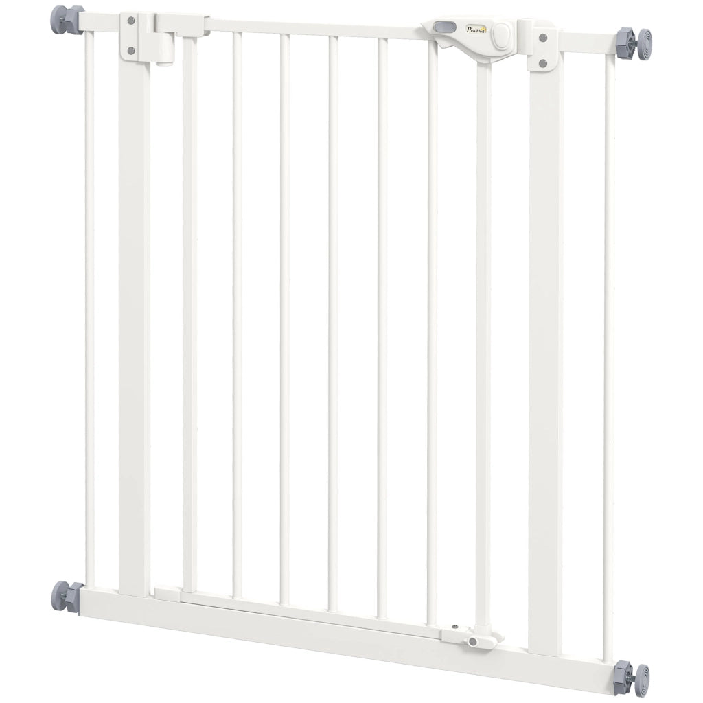 Cancello per cani e animali domestici ¨C Zephmum ¨C Bianco, metallo e plastica, 74-80 cm