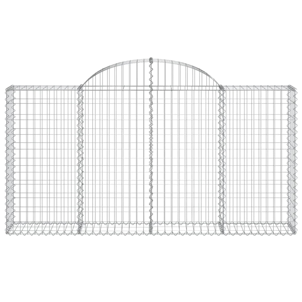 Cestini gabbioni recinzione a gabbia muro di contenimento ad arco 6 pezzi 200 x 30 x 100/120 cm ferro zincato argento 02_0040980