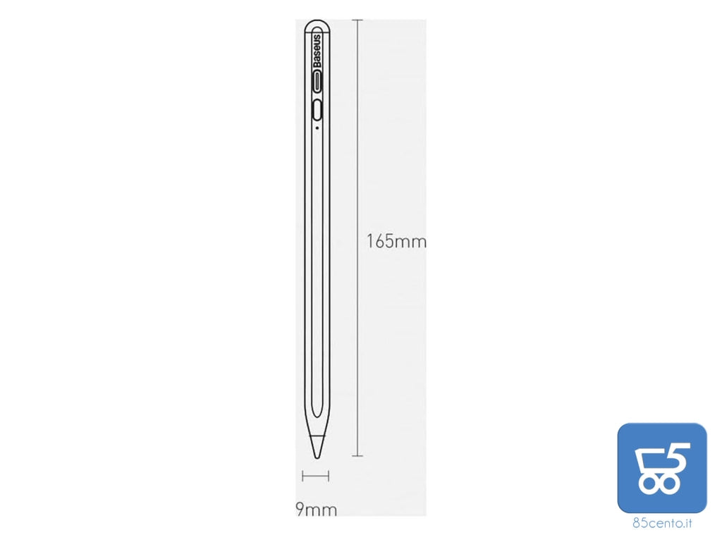 Baseus penna capacitiva Smooth Pencil con cavo Type-C 3A 0.5mt bianca punta fine ACSXB-B02 per Ipad