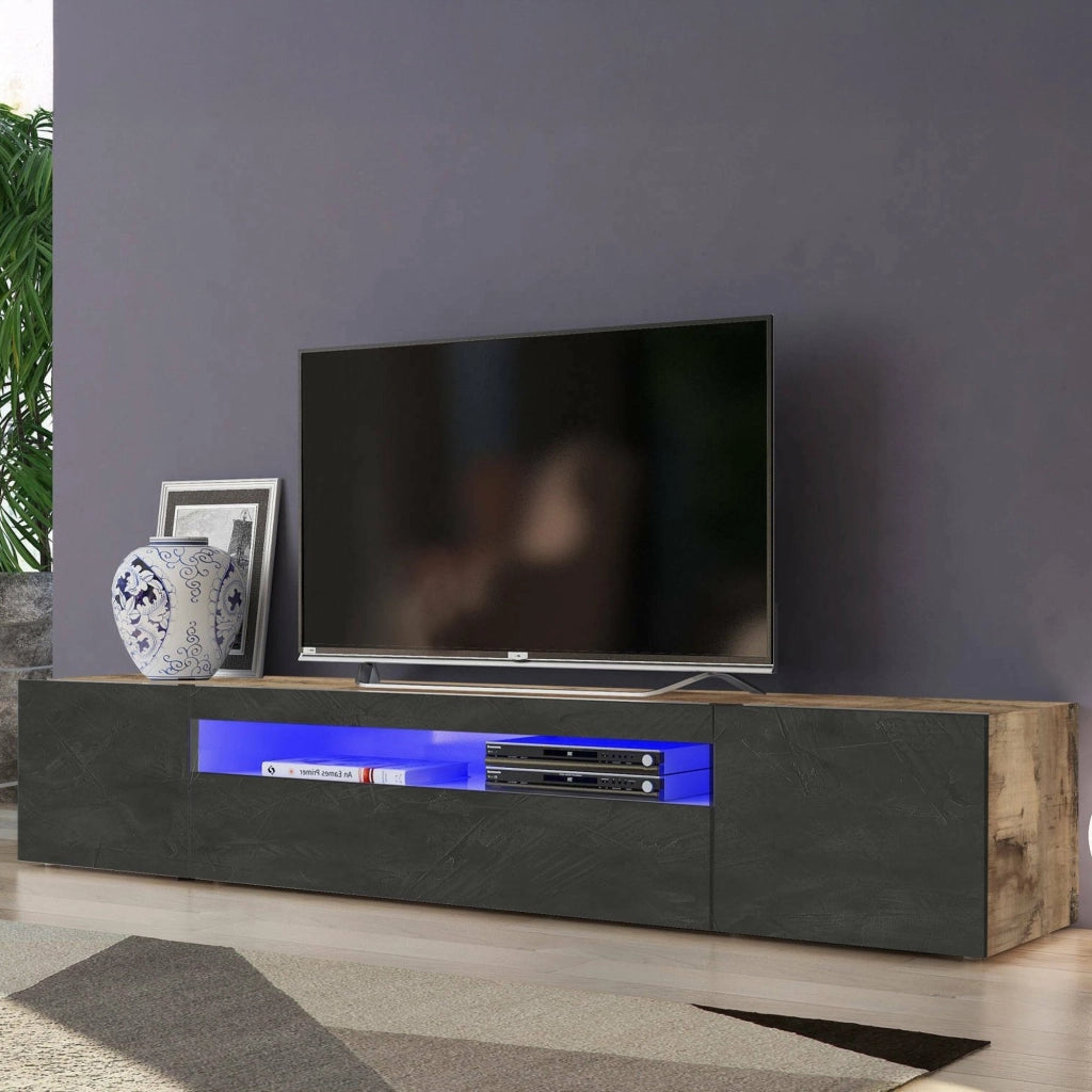 Amore, Mobile Porta tv 2 Ripiani Made in Italy, 200x40x37h cm Marrone Acero