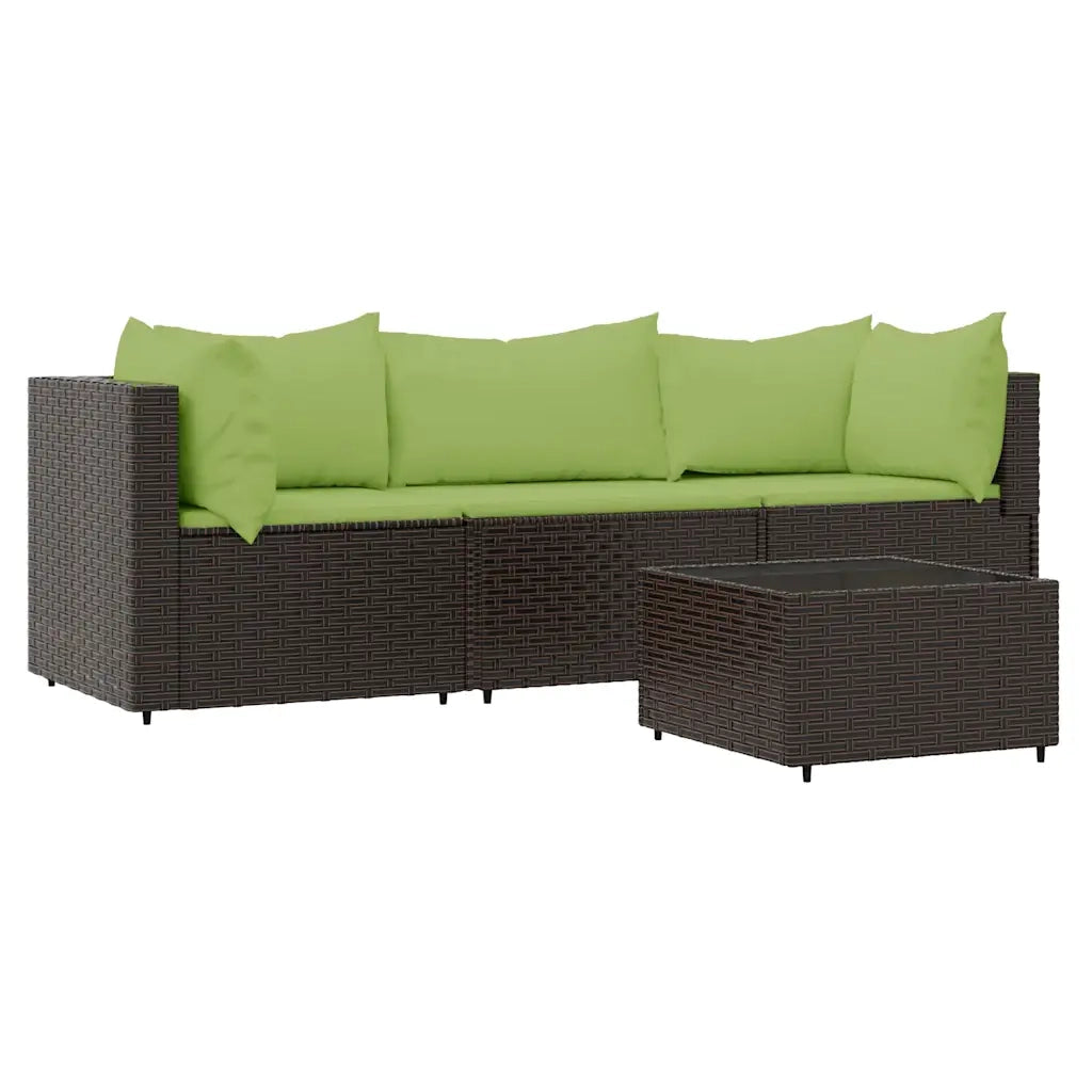 Set Mobili da Giardino 4 pz con Cuscini in Polyrattan Marrone CFW7949445