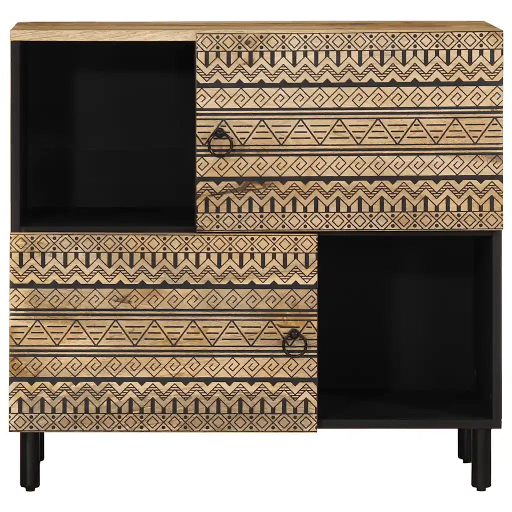 Credenza | Madia | Buffet da pranzo | Armadio da pranzo 80x33,5x75 cm in Legno Massello di Mango Grezzo