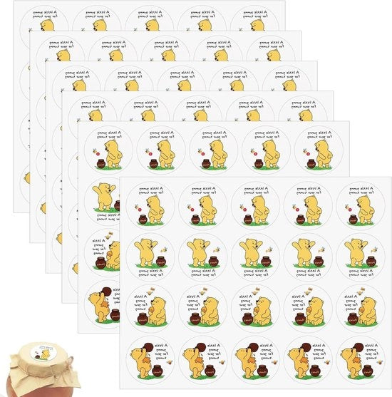 Sticker Beren per Festa di Matrimonio - 120 pezzi - Tema Miele - Decorazione per Bambini - Sticker per Decorazione di Tavolo - Decorazione per Cestini di Regali
