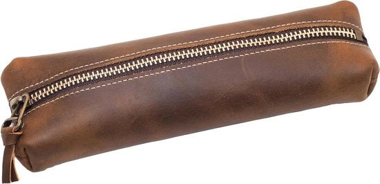 Penneletto in pelle di alta qualità con chiusura a zip - elegante custodia per adulti e studenti - tasmake-up - Costruzione leggera H5 Licht