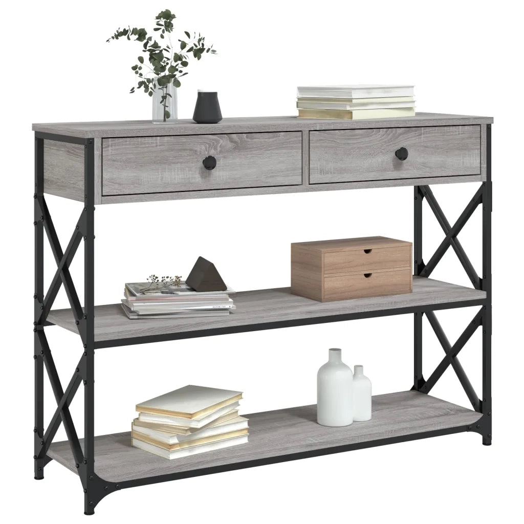 Tavolo Consolle | Tavolo d'Ingresso Grigio Sonoma 100x28x75 cm in Legno Multistrato