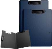 Due lavagne A4 con copertina e due clip, adatte per uffici, cantiere, scuole e altri luoghi simili. colore blu scuro
