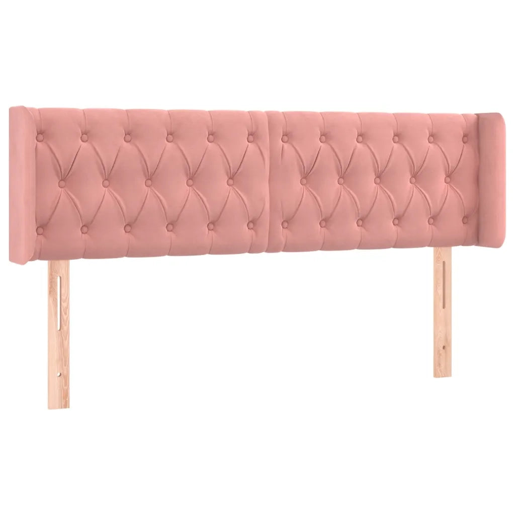 Testiera ad Orecchio Rosa 163x16x78/88 cm in Velluto