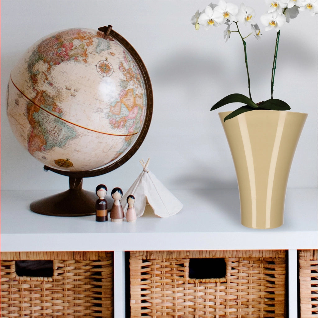 KADAX Copertura per vaso da fiori e piante, supporto per fiori in plastica beige, 16,5 cm