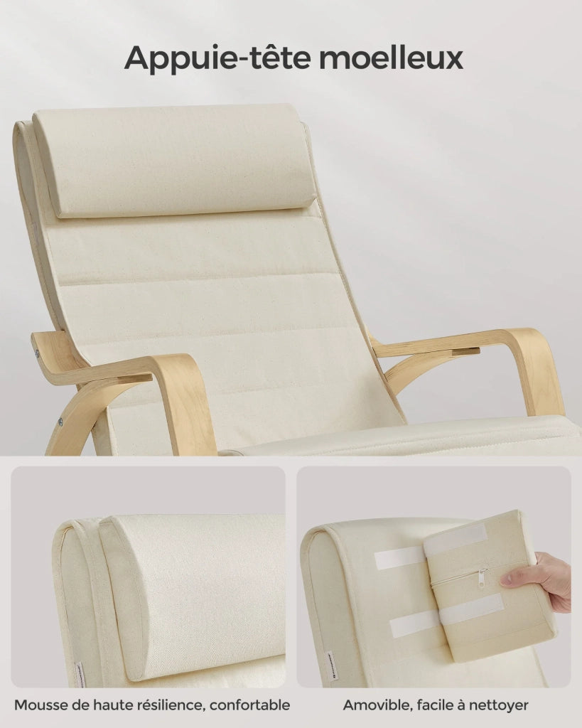 Sedia a dondolo con poggiapiedi regolabile (inclinazione 5°) portata massima 150 kg beige 12_0005850