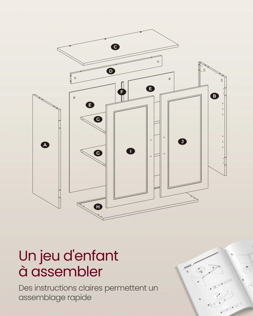Mobiletto pensile per bagno con 2 ante e 2 ripiani regolabili 60 x 18 x 60 cm stile scandinavo bianco opaco 12_0006494