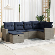 Set Divano da Giardino 6 pz con Cuscini Grigio in Polyrattan