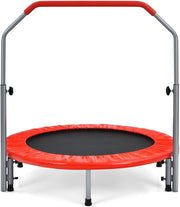 Trampolino per Bambini e Adulti, Tappeto Elastico Pieghevole e Regolabile in 4 Altezze con Maniglia, Capacità di Carico 150 kg