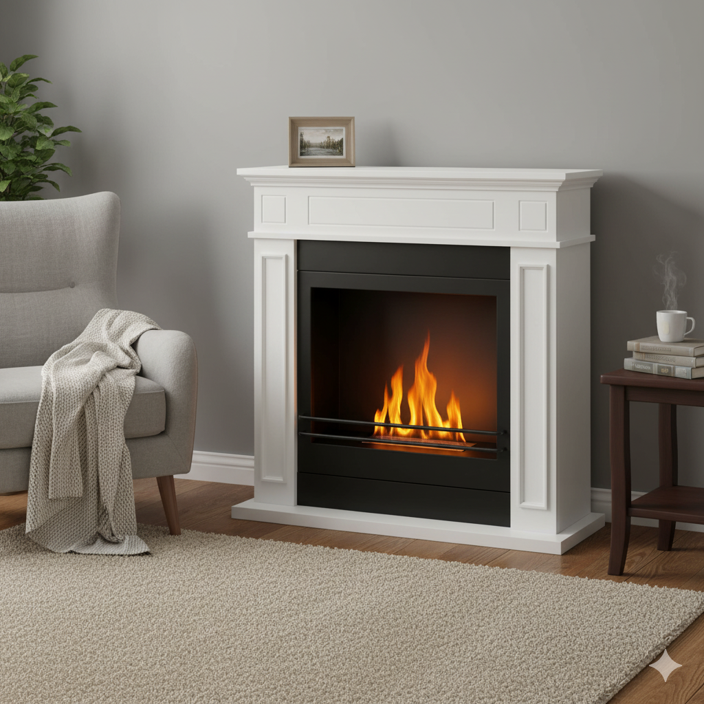 Camino a Bioetanolo da Pavimento 89,5x90,5x28 cm Jefferson Bianco