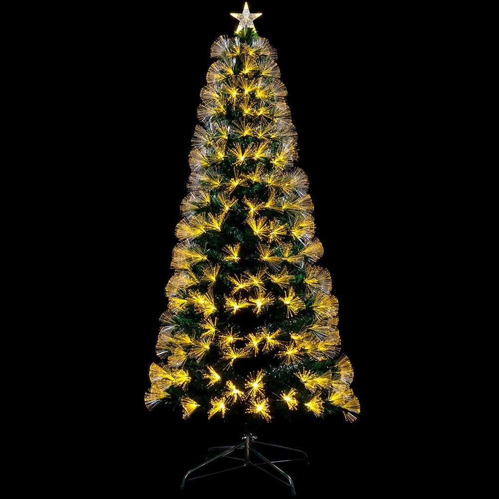 Albero di natale Luminoso 120cm con Luci LED Fibra Ottica Bianco Caldo