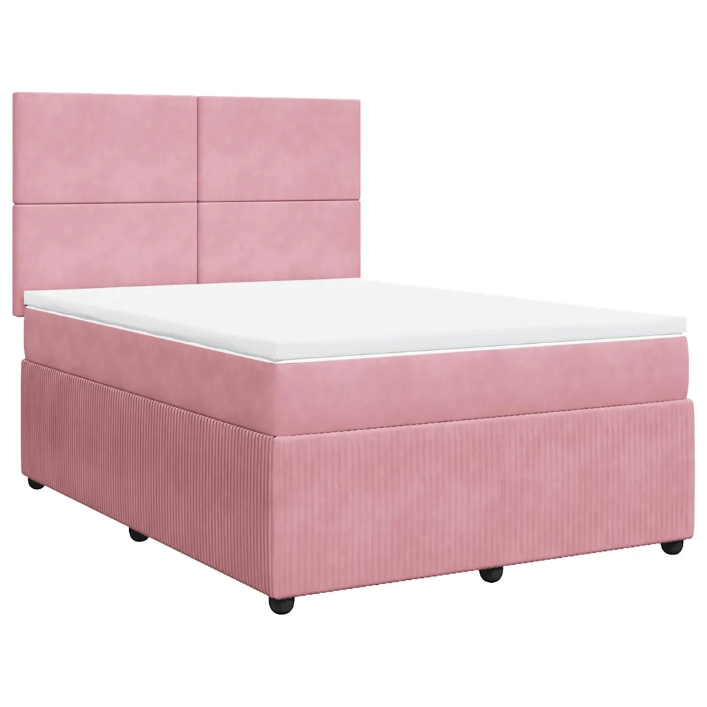 Giroletto a Molle con Materasso Rosa 140x190 cm in Velluto 3294633