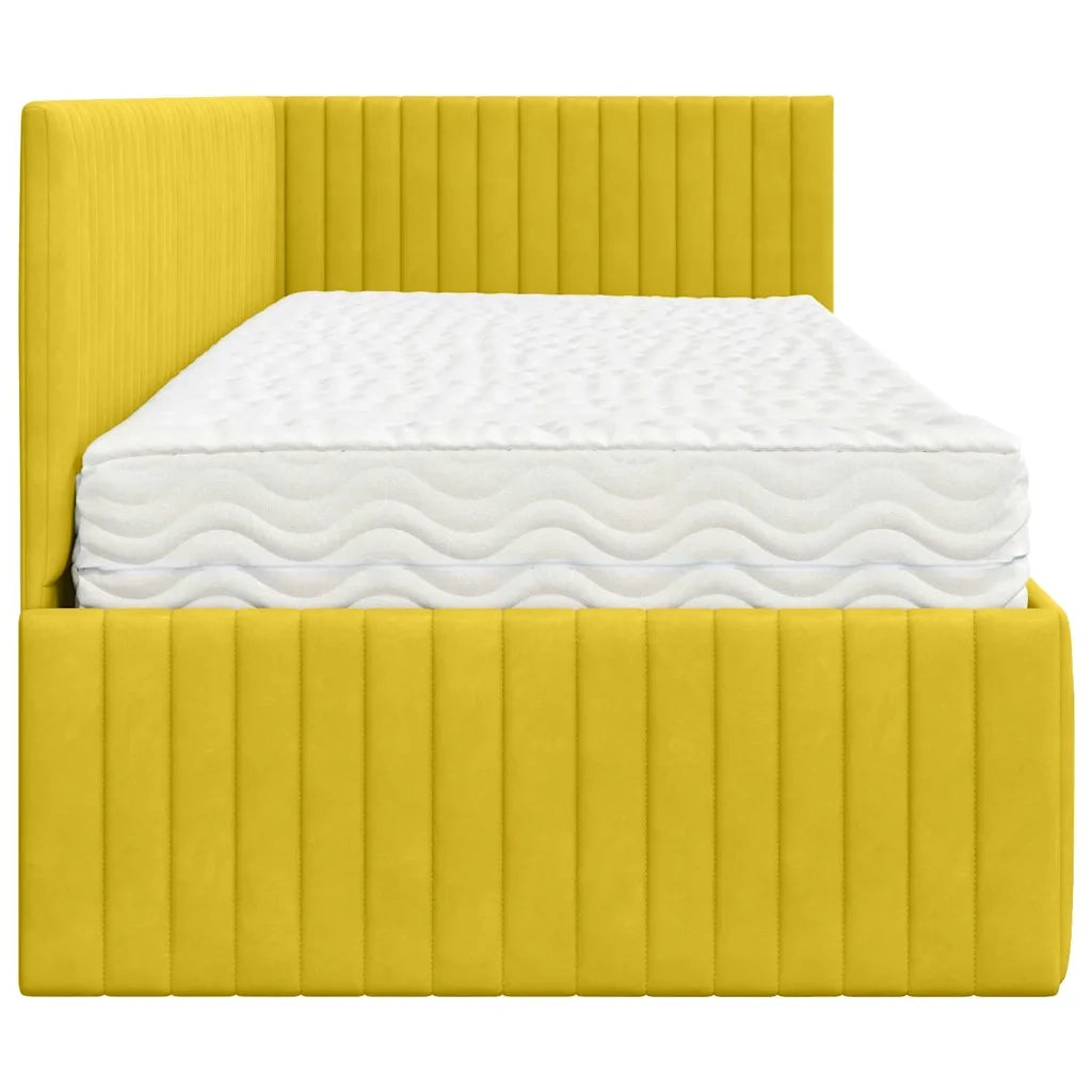 Letto singolo | Letto per adulti | Struttura Letto Angolare con Materasso 2 pcs Giallo Velluto