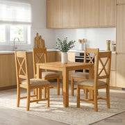 Set da pranzo 5 pz Beige Legno di Quercia Massello 3430345