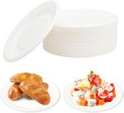 Piatti da un uso 100 pezzi 18 cm biodegradabili carta piatti - adatti per feste, picnic, barbecue, compleanni, matrimoni e altri eventi (bianchi)