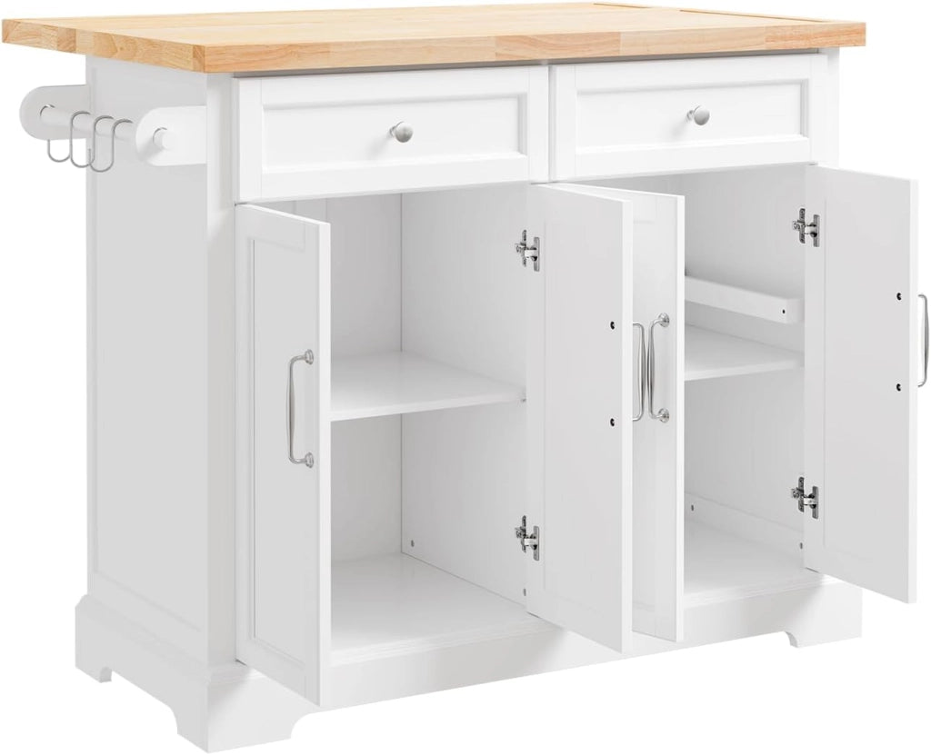isola cucina con ruote carrello da cucina con piano di lavoro pieghevole mobile cucina con ruote penisola cucina piano lavoro Bianco 115x92x(46-71) cm FKW71-III-WN