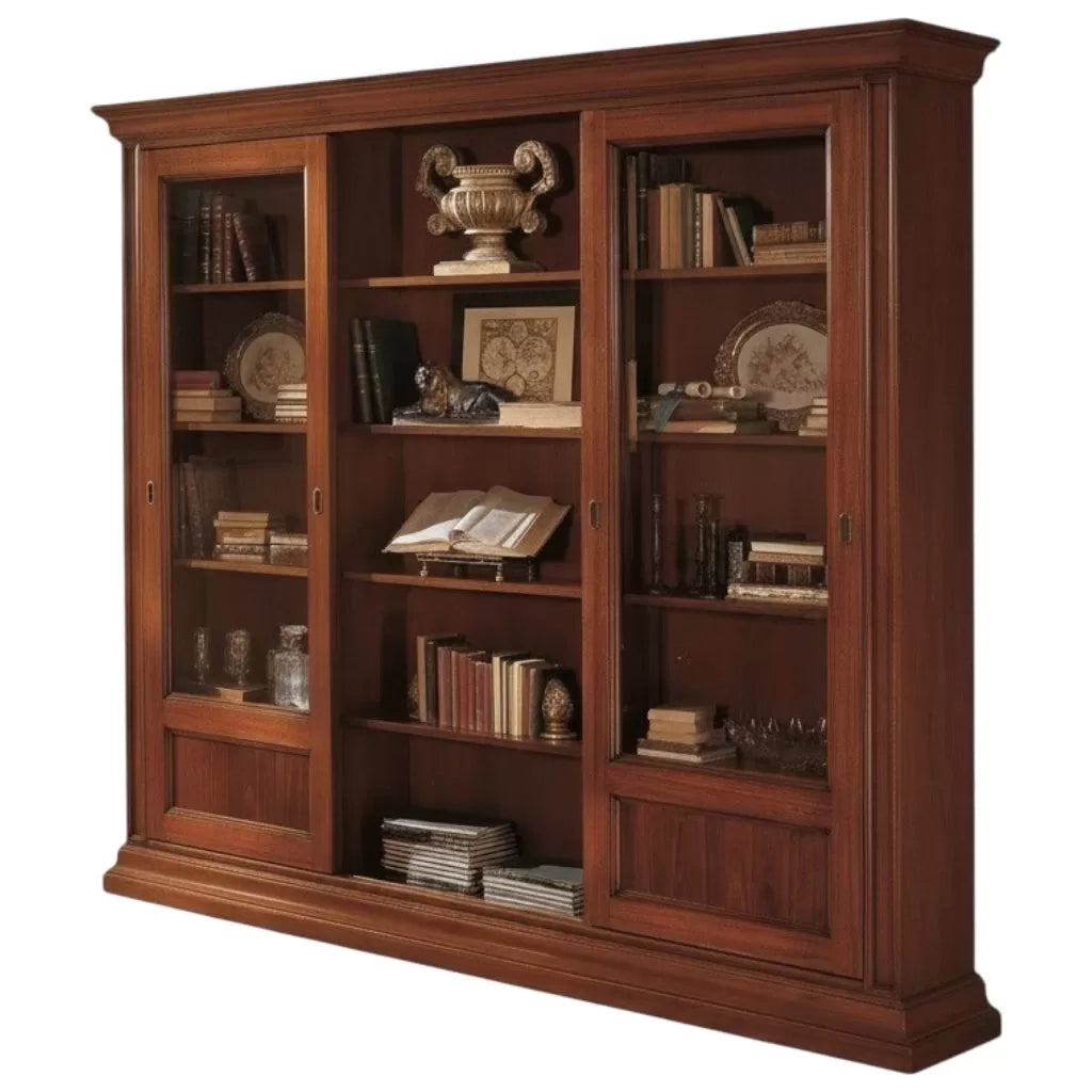 Libreria studio classico in legno tinta noce - Mobili 2G