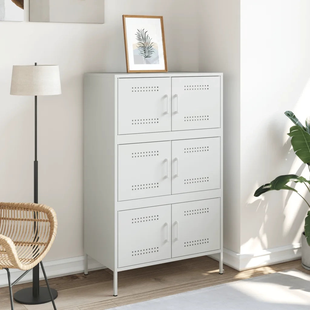 Credenza-Buffet-Armadio da cucina Bianca 68x39x113 cm in Acciaio 626366