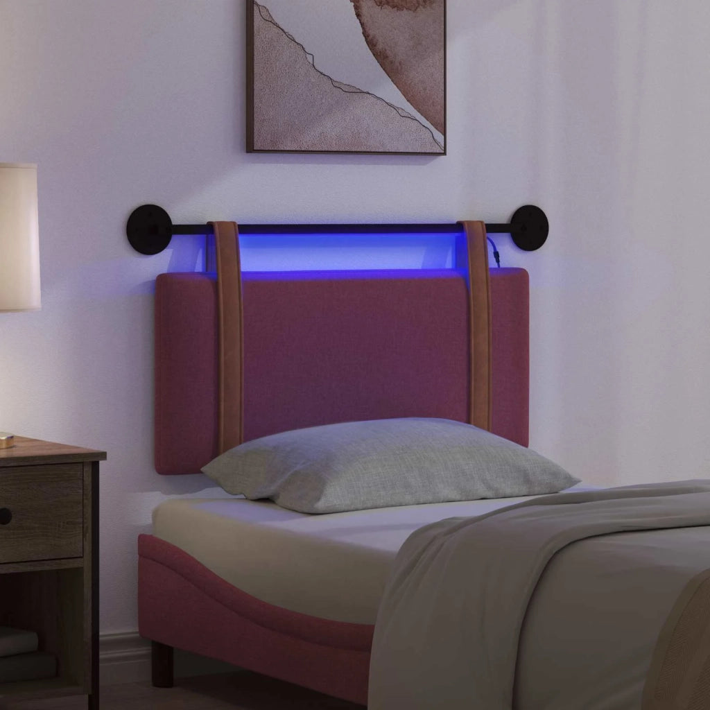 Testiera | Testata sospesa Con luce LED Rosso Vino PU Antico