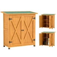 Armadietto da Giardino, Capanno degli Attrezzi in Legno, Resistente alle Intemperie con 2 Porte Tetto in Asfalto 110 x 55 x 117 cm, Giallo