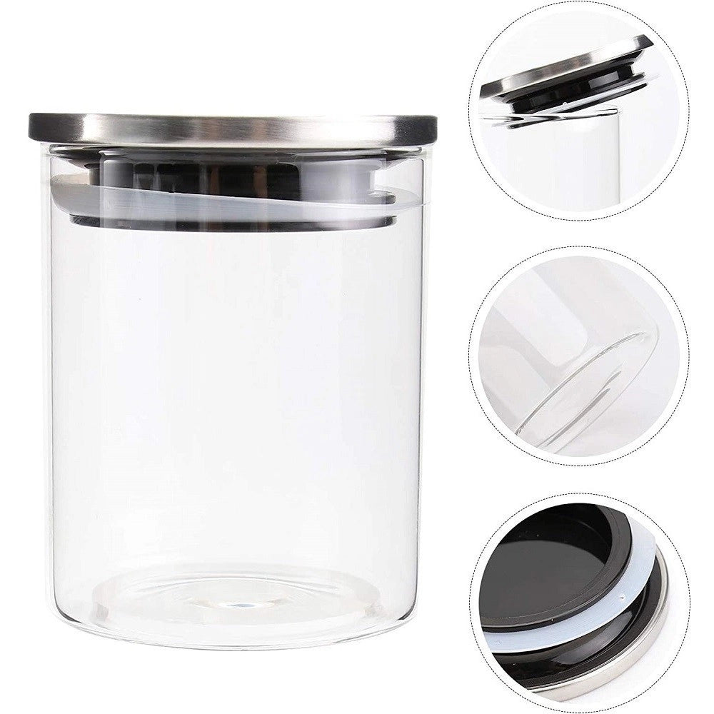 Trade Shop - Barattolo 1700ml Sottovuoto Alimenti In Vetro Trasparente Cereali Snack Cucina -