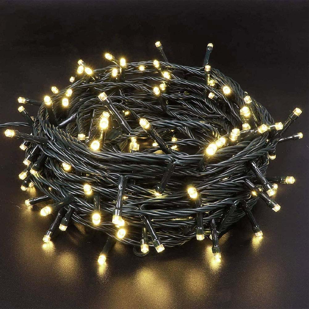 Catena Luminosa 500 LED Mini Lucciole Bianco Caldo 8 Funzioni Interno Esterno