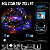 Catena Luminosa 300 LED Mini Lucciole Multicolore 8Funzioni Interno Esterno