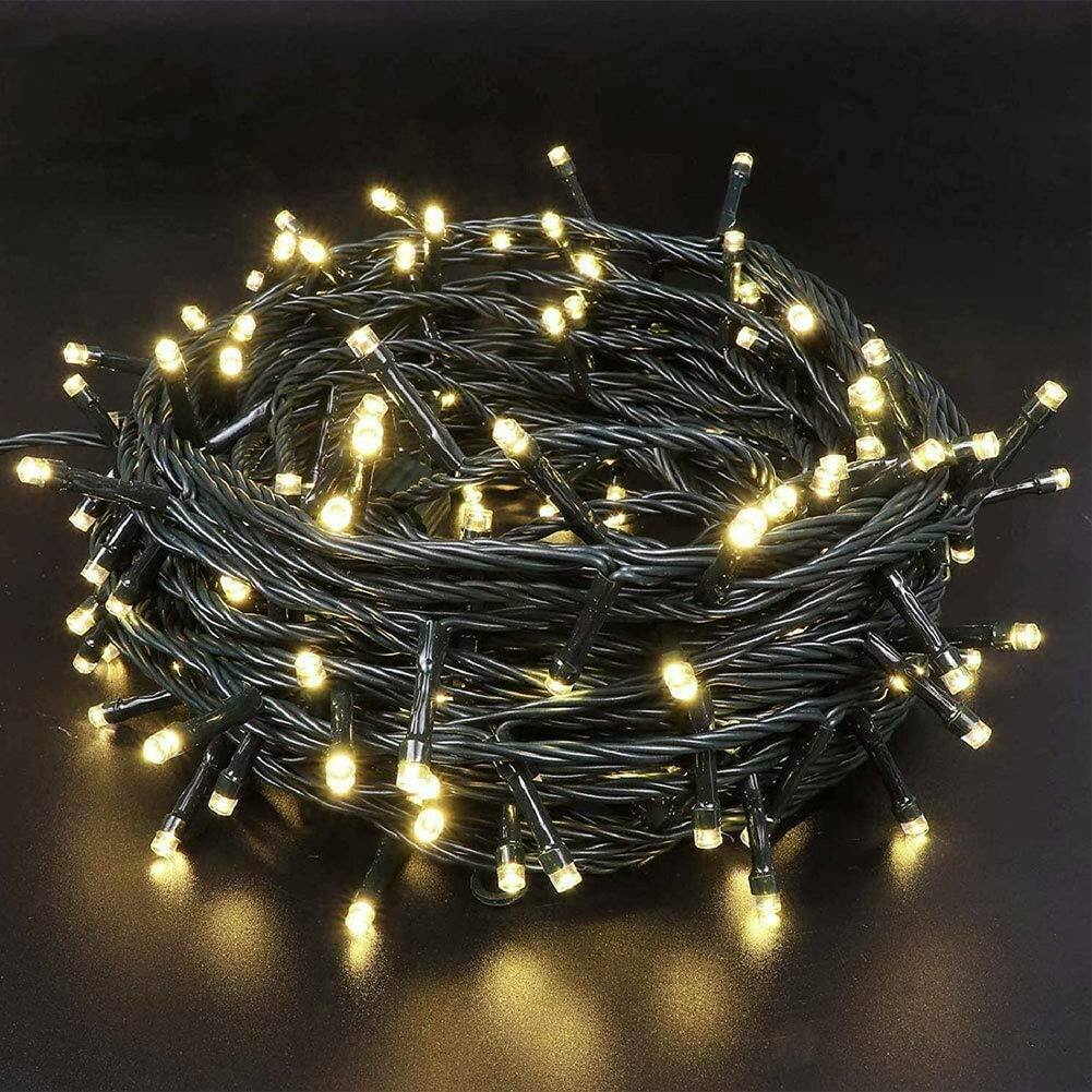 Catena Luminosa 500 LED Mini Lucciole Bianco Caldo 8 Funzioni Interno Esterno