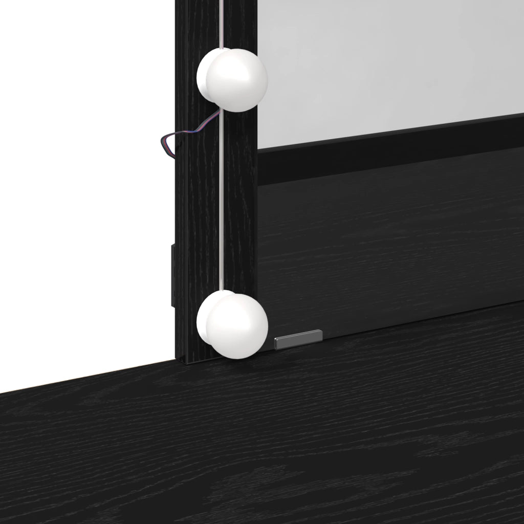 Toeletta  con Specchio e Luci LED in Legno Ingengerizzato Nero